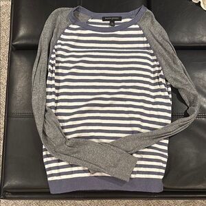 Banana Republic Gray and Blue Striped Sweater